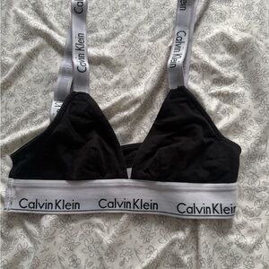 Calvin Klein Black Bralette with White Logo Band